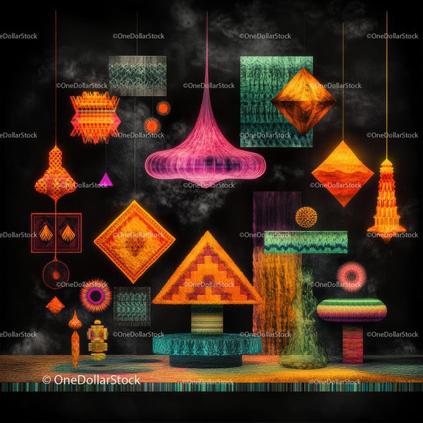 Vibrant Geometric Abstract with Modern Decor Elements