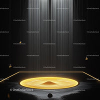 Futuristic Minimalist Installation with Glowing Gold Circle