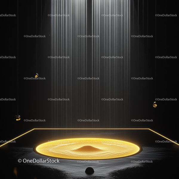 Futuristic Minimalist Installation with Glowing Gold Circle