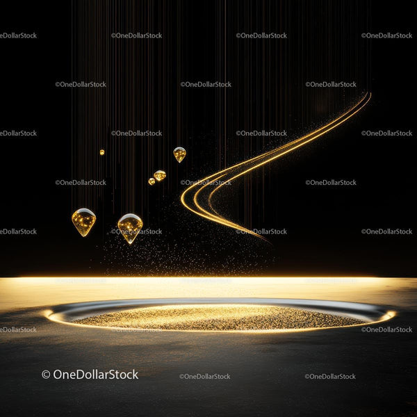 Elegant Play of Golden Droplets in Abstract Art