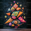Colorful Geometric Shapes in Dynamic Abstract Composition
