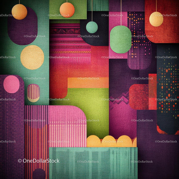 Colorful Abstract Geometric Design with Textured Patterns