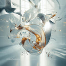 Futuristic Glass Sculpture with Light Reflections