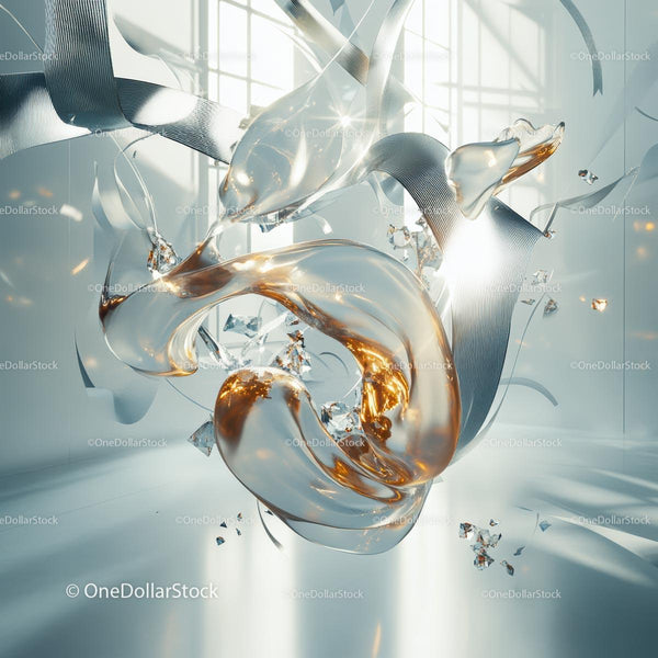 Futuristic Glass Sculpture with Light Reflections