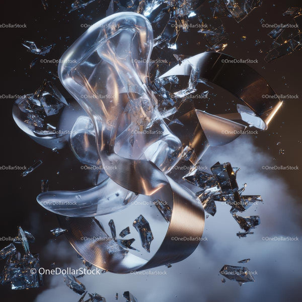 Dynamic Abstract Sculpture with Shattered Glass