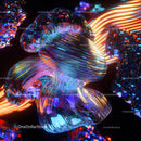 Vibrant Abstract Glass Sculpture with Neon Lights