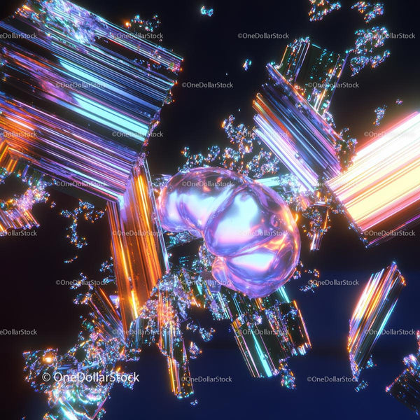 Futuristic Abstract Design with Colorful Crystals