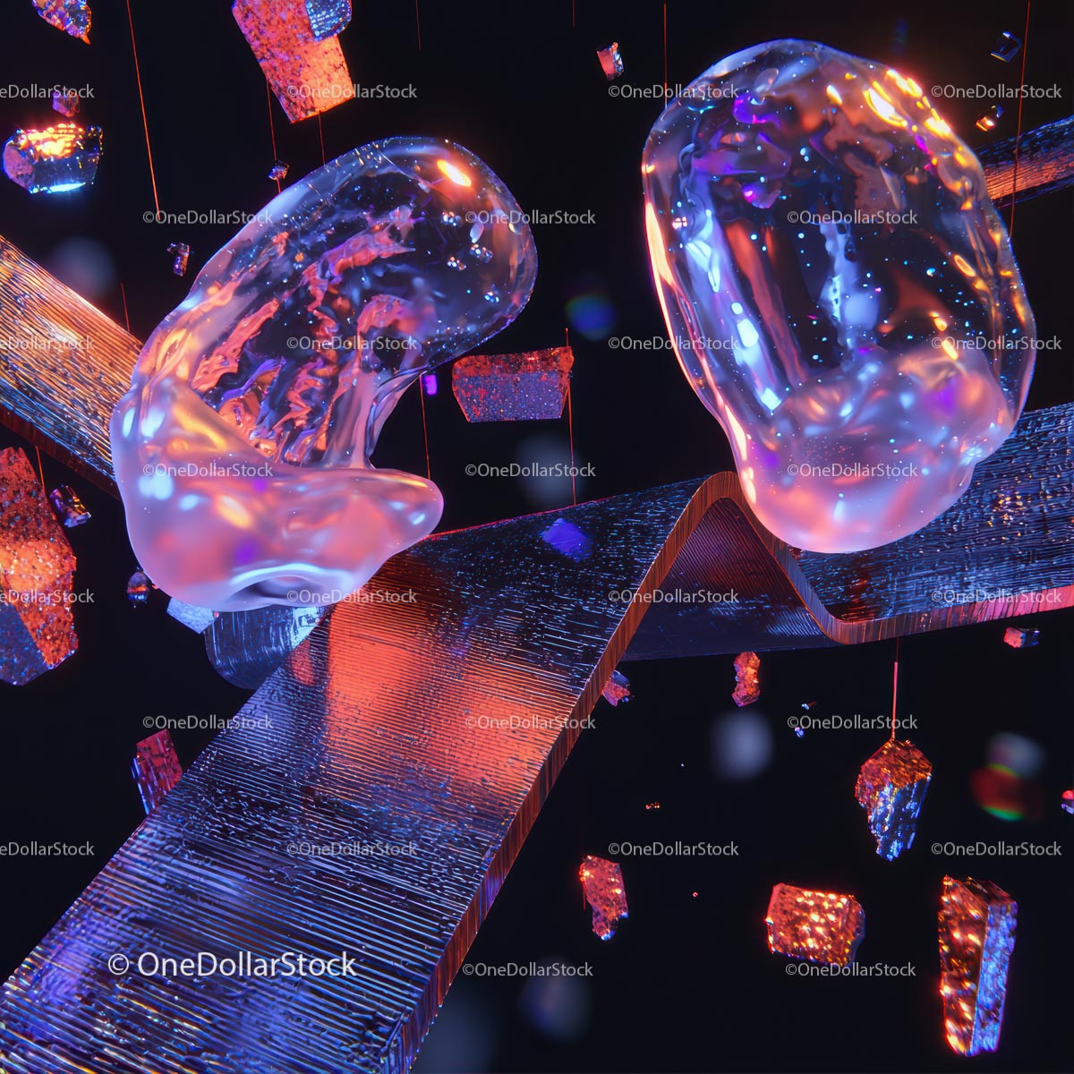 Futurystyczny abstrakcyjny design z elementami neonowymi i holograficznymi