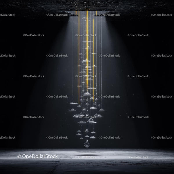 Dramatic Light Installation with Elegant Chandelier