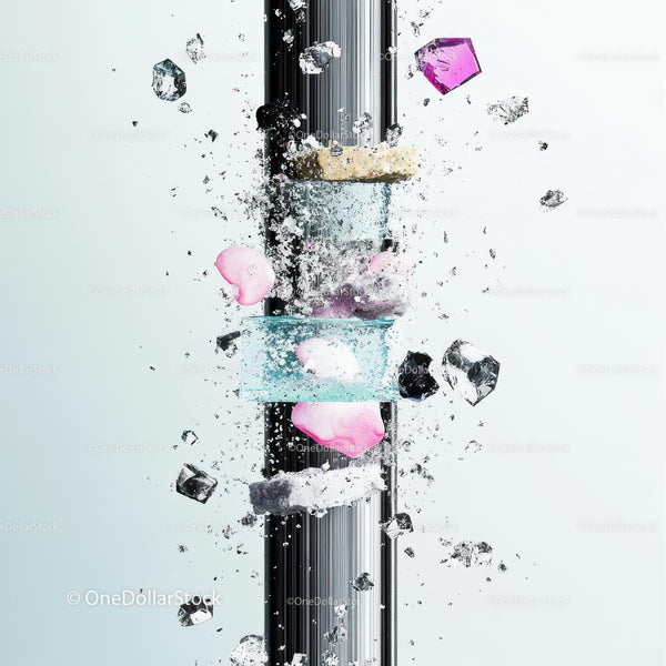 Vibrant Explosion of Shattered Glass and Colorful Petals
