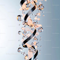 Elegant Spiral Ribbon with Transparent Water Droplets