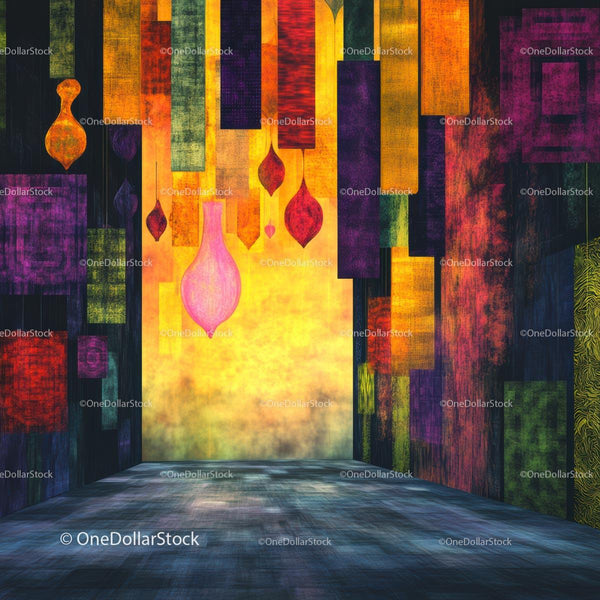Vibrant Geometric Abstract Art with Bright Color Palette