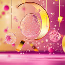 Abstract Pink Bubbles with Gold Accents in Dreamy Composition