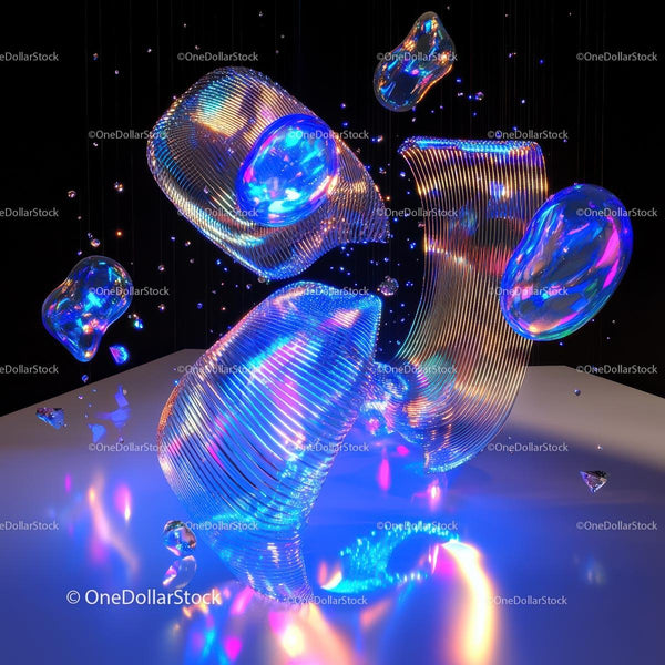 Futuristic Neon Abstract with Glowing Shapes