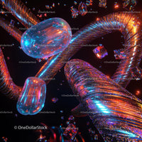 Futuristic Neon Abstract with Glowing Iridescent Shapes
