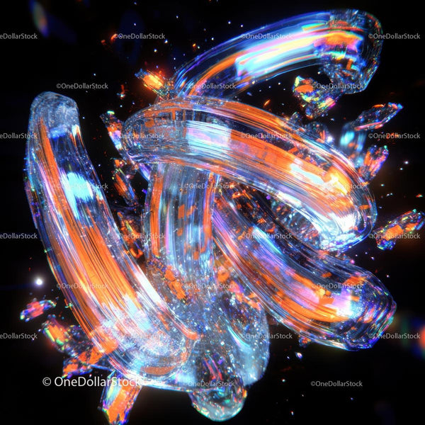 Futuristic Abstract Art with Vibrant Glowing Shapes