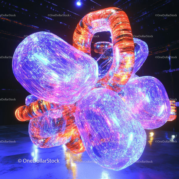 Futuristic Neon Light Sculpture with Vibrant Colors