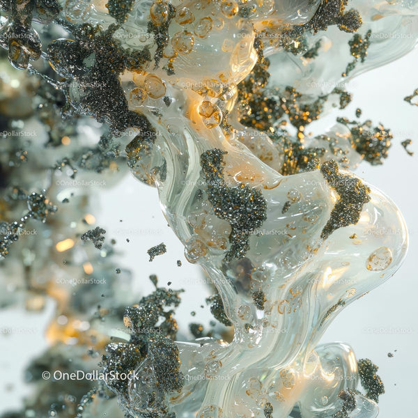 Dynamic Abstract Art with Metallic Textures and Fluid Motion