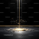 Golden Light Burst on Black Background