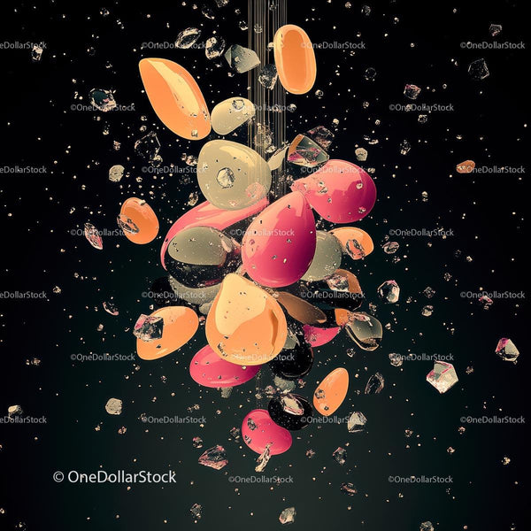 Vibrant Abstract Composition with Orange and Pink Accents
