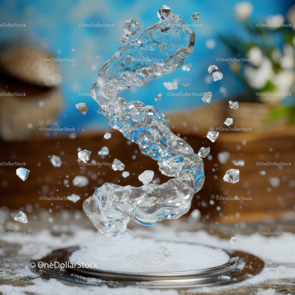 Artistic Splash of Water and Ice in Motion