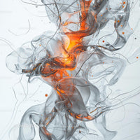 Dynamic Swirls of Orange and Gray Smoke Art