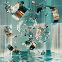 Abstract Floating Glass and Metal Sculpture in Modern Setting