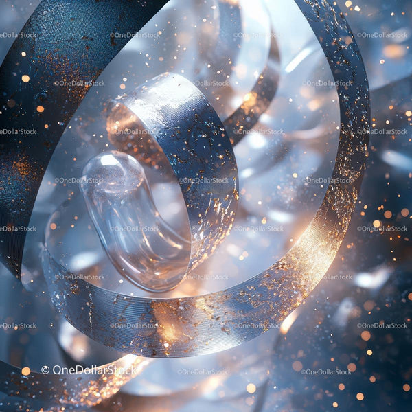 Shimmering Metallic Ribbons with Glittering Particles