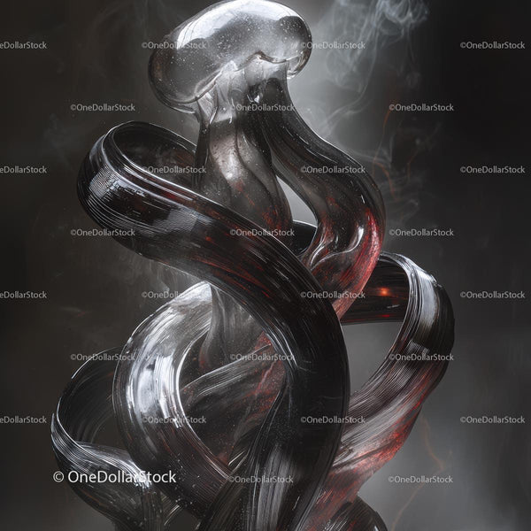 Elegant Twisted Glass Sculpture with Smoke Effect