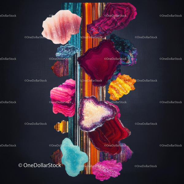Vibrant Agate Slices on Dark Background