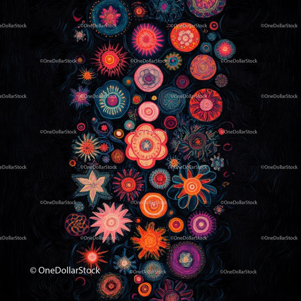 Vibrant Abstract Mandalas on Dark Background