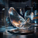 Futuristic Transparent Sculpture with Glowing Lights