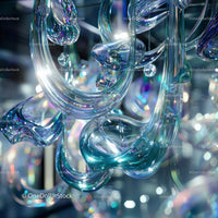 Iridescent Glass Sculpture with Light Reflections