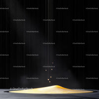 Golden Light on Dark Minimalistic Abstract Sculpture