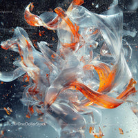 Dynamic Abstract Swirls in Orange and Silver Tones