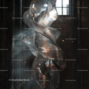 Abstract Glass Sculpture in Industrial Setting