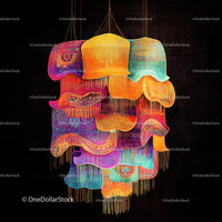 Colorful Abstract Chandelier with Vibrant Artistic Design
