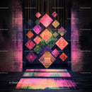 Vibrant Geometric Art Installation with Colorful Patterns