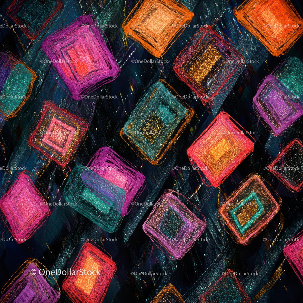 Żywe kolorowe kwadraty w abstrakcyjnym wzorze geometrycznym