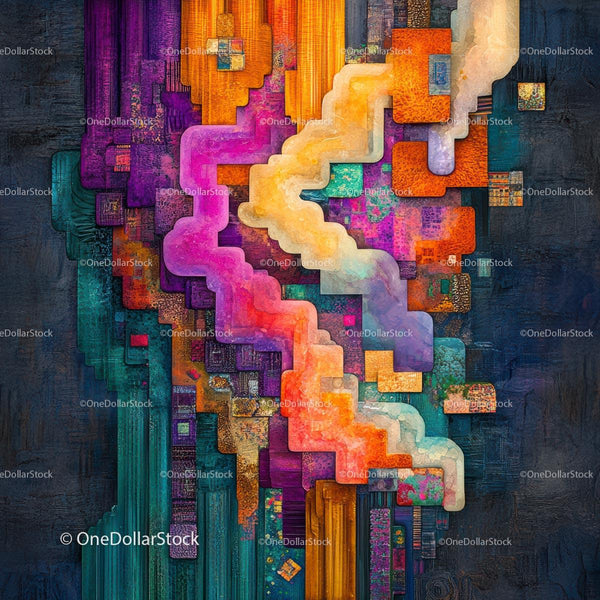 Vibrant Geometric Abstract in Rich Color Palette