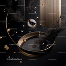 Elegant Black and Gold Abstract Art with Geometric Shapes