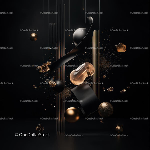 Luxurious Abstract Art with Black and Gold Elements