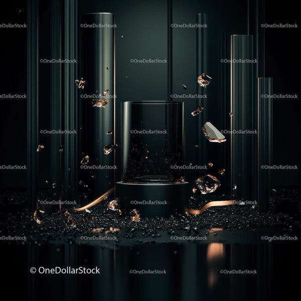 Elegant Abstract with Shattered Glass on Black Background