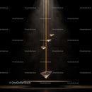 Floating Diamonds with Golden Light Beams