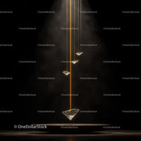 Floating Diamonds with Golden Light Beams