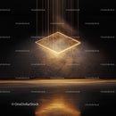 Geometric Neon Light Installation in Dark Space