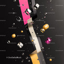 Abstract Geometric Art with Vibrant Colors and Floating Elements
