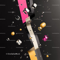 Abstract Geometric Art with Vibrant Colors and Floating Elements