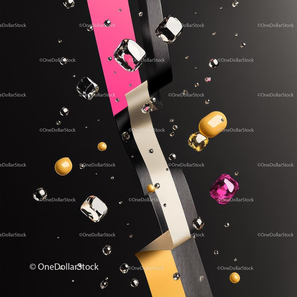 Abstract Geometric Art with Vibrant Colors and Floating Elements