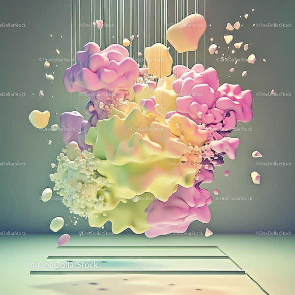 Colorful Pastel Cloud Formation in Abstract Digital Art